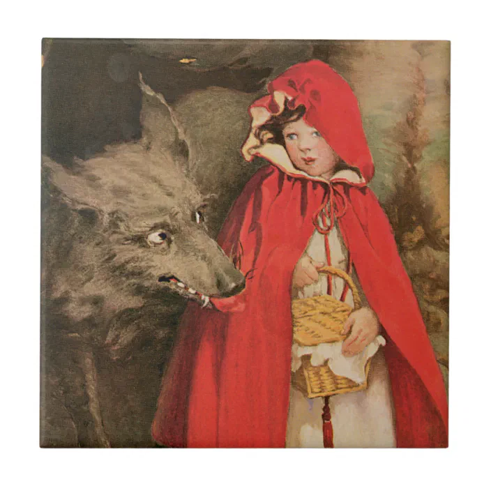 Vintage Little Red Riding Hood And Big Bad Wolf Tile Zazzle Com