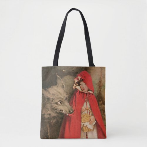 Vintage Little Red Riding Hood and Big Bad Wolf Tote Bag