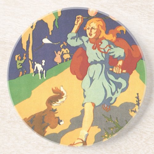 Vintage Little Red Riding Hood at a Birthday Party Coaster