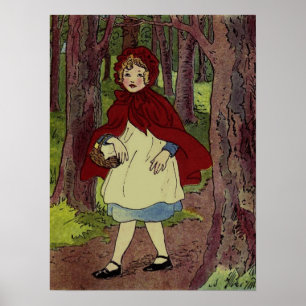 Vintage Little Red Riding hood book art Poster