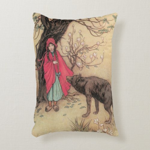 Vintage Little Red Riding Hood by Warwick Goble Accent Pillow