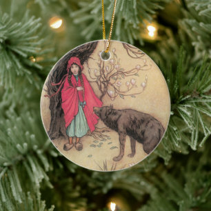 Vintage Little Red Riding Hood by Warwick Goble Ceramic Ornament