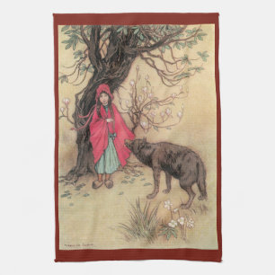 Vintage Little Red Riding Hood by Warwick Goble Kitchen Towel