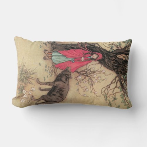Vintage Little Red Riding Hood by Warwick Goble Lumbar Pillow