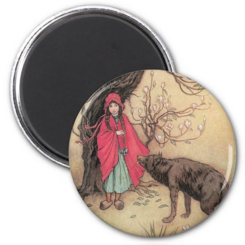 Vintage Little Red Riding Hood by Warwick Goble Magnet