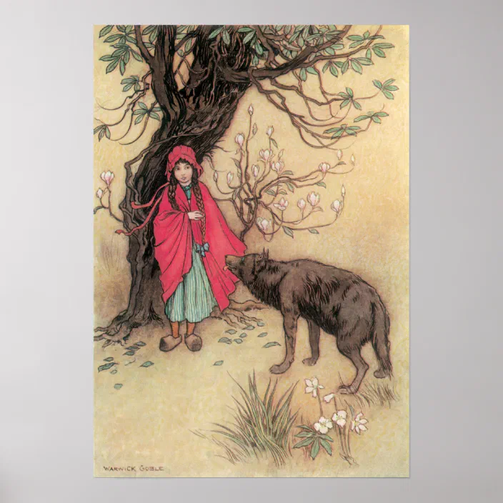 Red Riding Hood Rhyme Art & Collectibles Drawing & Illustration Digital Fairy Tale Art ...