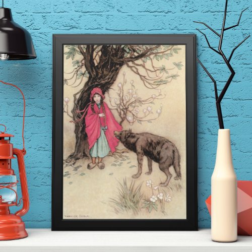 Vintage Little Red Riding Hood by Warwick Goble Poster
