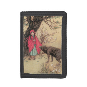 Vintage Little Red Riding Hood by Warwick Goble Tri-fold Wallet