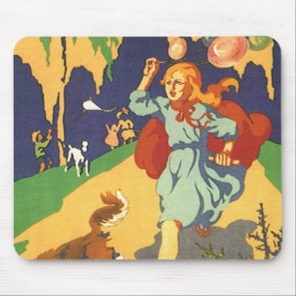 Vintage Little Red Riding Hood, Dog and Balloons Mouse Pad