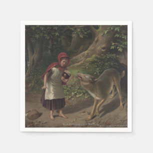 Vintage Little Red Riding Hood Fairy Tale Art Napkins