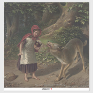 Vintage Little Red Riding Hood Fairy Tale Art Sticker