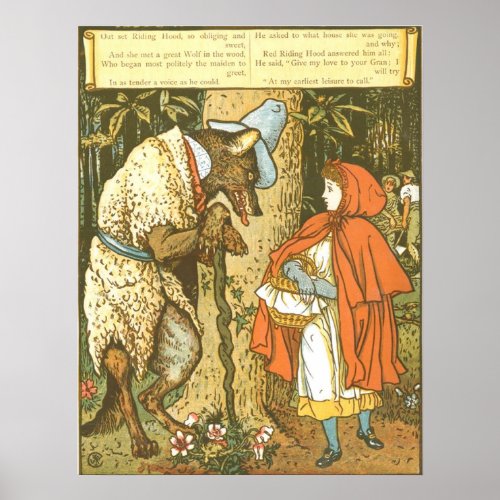 Vintage Little Red Riding Hood Illustration 1915 Poster