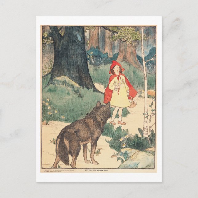 Vintage Little Red Riding Hood Illustration (1919) Postcard (Front)