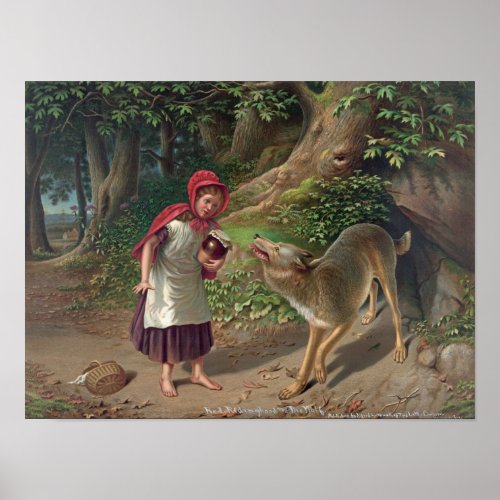 Vintage Little Red Riding Hood Illustration Poster