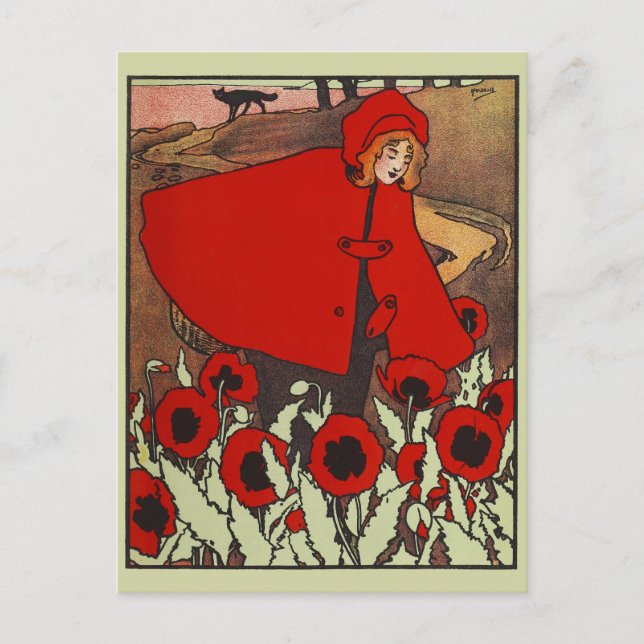 Vintage Little Red Riding Hood Postcard (Front)