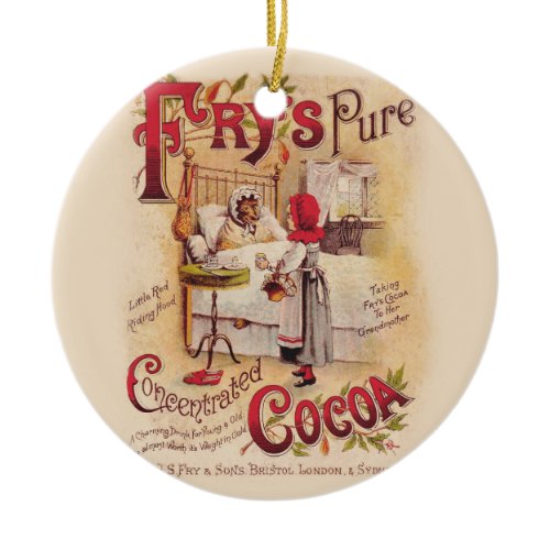 Vintage Little Red Riding Hood Victorian Cocoa Ceramic Ornament