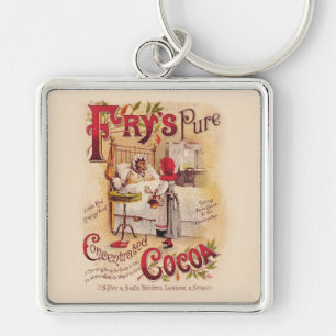 Vintage Little Red Riding Hood Victorian Cocoa Keychain