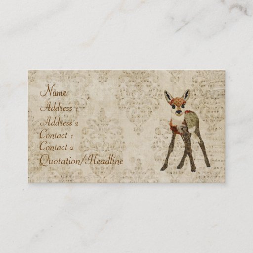 Customizable Vintage Little Rose Fawn Business Card