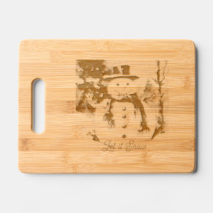 Vintage Little snowman Engraved Cutting Board