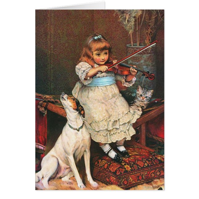 Vintage - Little Violinist & Howling Dog, (Front)