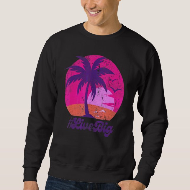 Vintage Live Big  Sunset Beach Retro  Tee (Front)