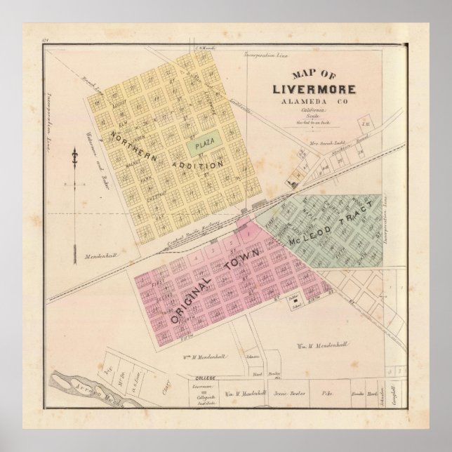 Vintage Livermore CA Map (1878) Poster (Front)