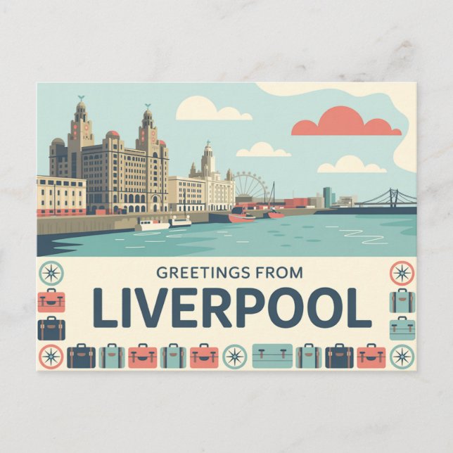 Vintage Liverpool Postcard | Greetings from (Front)