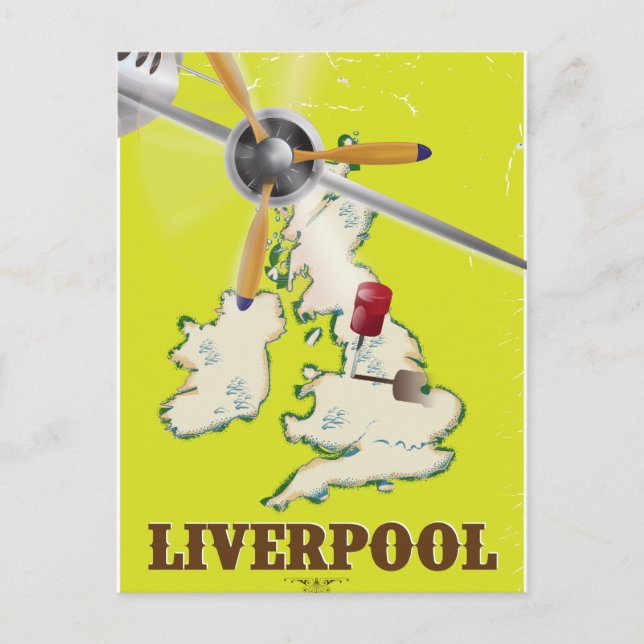 Vintage Liverpool Travel Poster Postcard (Front)