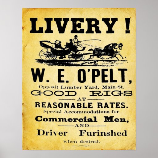 Vintage Livery Stable Sign Poster | Zazzle