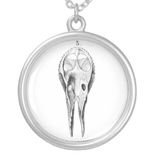 Vintage lizard skeleton silver plated necklace