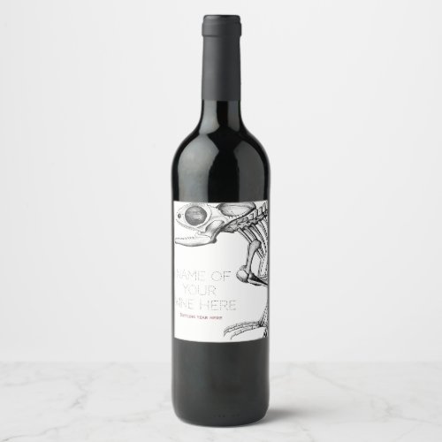 Vintage lizard skeleton wine label