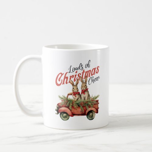 Vintage loads of Christmas cheer two rabbits truck Coffee Mug