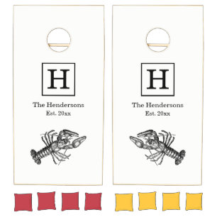 Vintage Lobster #1 Drawing Cornhole Set