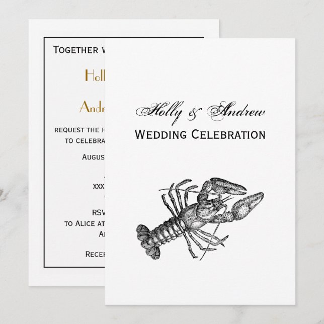 Vintage Lobster #1 Drawing Invitation (Front/Back)