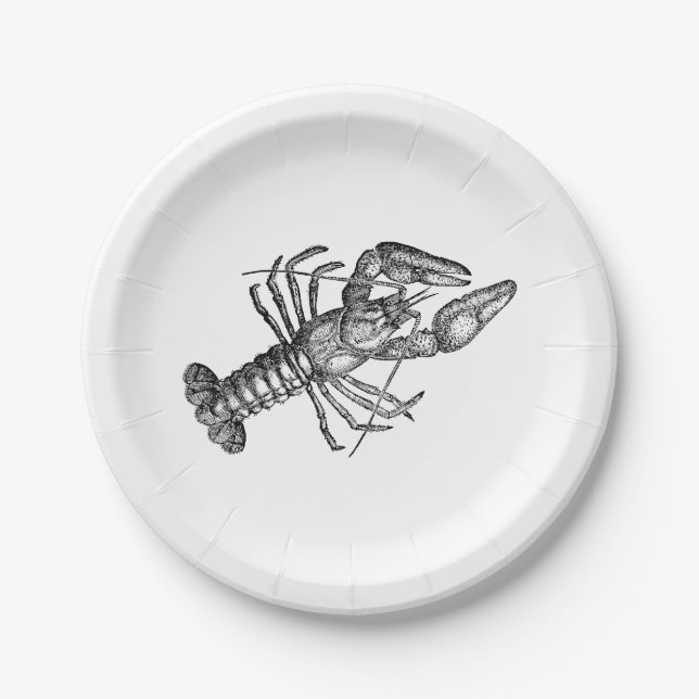 Vintage Lobster #1 Drawing Paper Plates (Front)