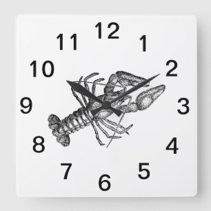 Vintage Lobster #1 Drawing Square Wall Clock