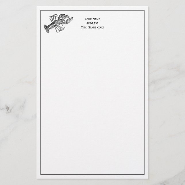 Vintage Lobster #1 Drawing Stationery (Front)