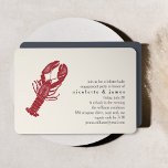 Vintage Lobster Bake Engagement Party Invitation<br><div class="desc">Hosting a lobster bake engagement party? Invite guests with our simple and elegant summer engagement party invitations,  featuring a vintage style lobster illustration in red,  with your party details in smoky navy blue and gray.</div>