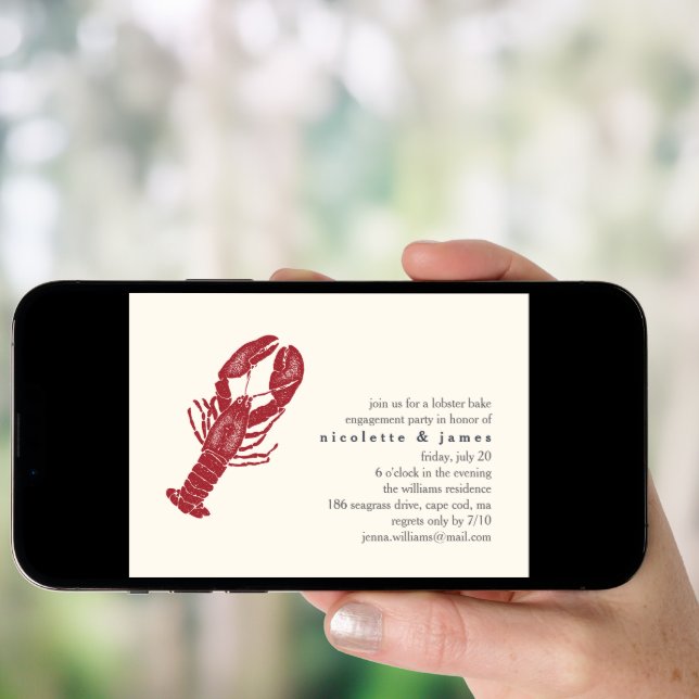 Vintage Lobster Bake Engagement Party Invitation (Front Digital)
