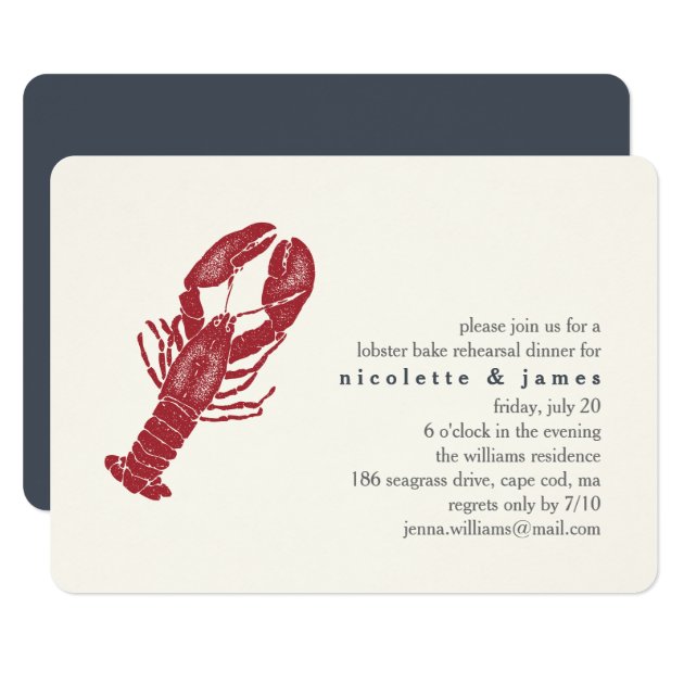 Vintage Lobster Bake Rehearsal Dinner Invitation