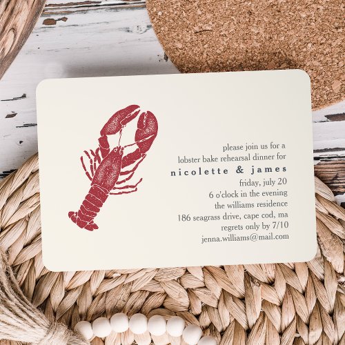 Vintage Lobster Bake Rehearsal Dinner Invitation