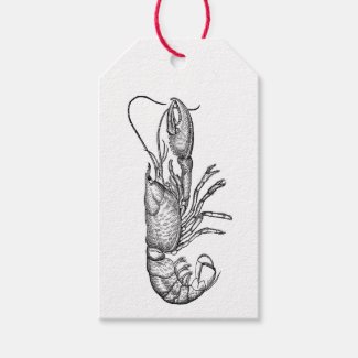   vintage  lobster - black and white 