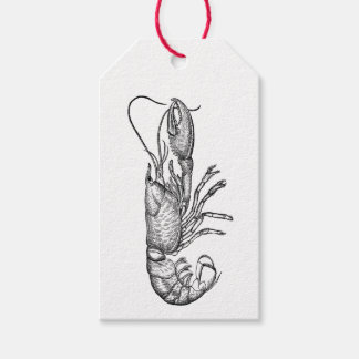 vintage lobster - black and white gift tags
