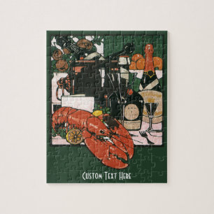 Vintage Lobster Champagne; Fancy Elegant Party Jigsaw Puzzle