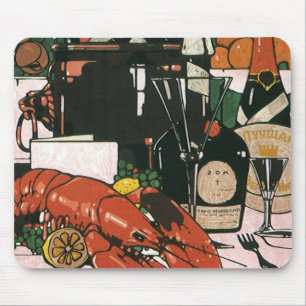 Vintage Lobster Champagne; Fancy Elegant Party Mouse Pad