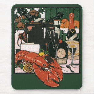 Vintage Lobster Champagne; Fancy Elegant Party Mouse Pad