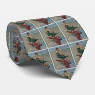 Vintage Lobster Guitar Serenade Illustration Neck Tie
