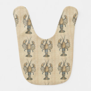 Vintage Lobster Illustration: Coastal Damask Bib