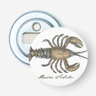 Vintage Lobster Illustration: Coastal Damask Bottle Opener
