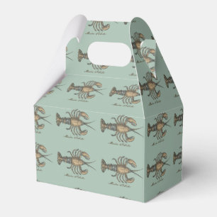 Vintage Lobster Illustration: Coastal Damask  Favor Boxes